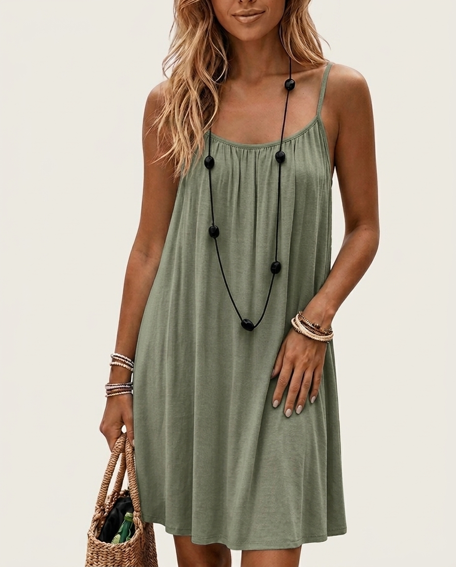 The Effortless Backless dress in Olive — short